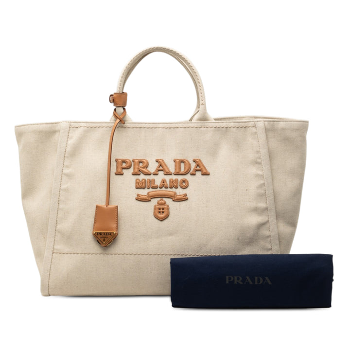Prada Large Lin et Vitello Logo Cabas