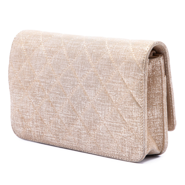 Chanel CC Matelassé Metallic Fabric Wallet on Chain