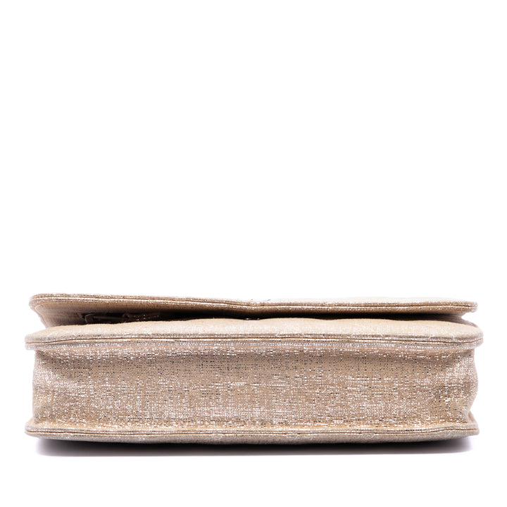 Chanel CC Matelassé Metallic Fabric Wallet on Chain