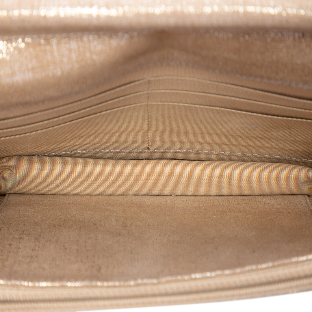 Chanel CC Matelassé Metallic Fabric Wallet on Chain