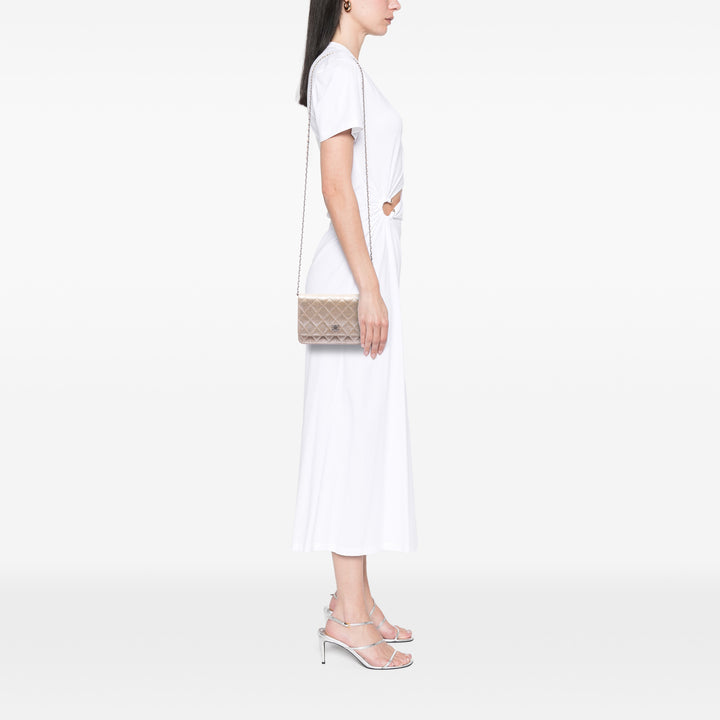 Chanel CC Matelassé Metallic Fabric Wallet on Chain