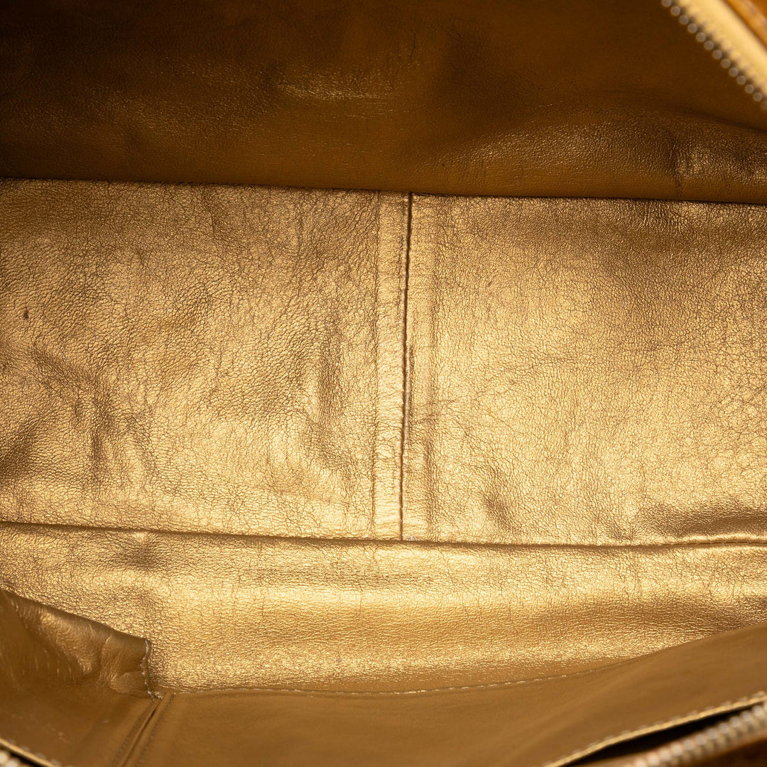 Chanel Metallic Cuir verni Luxe Ligne Cabas Sac