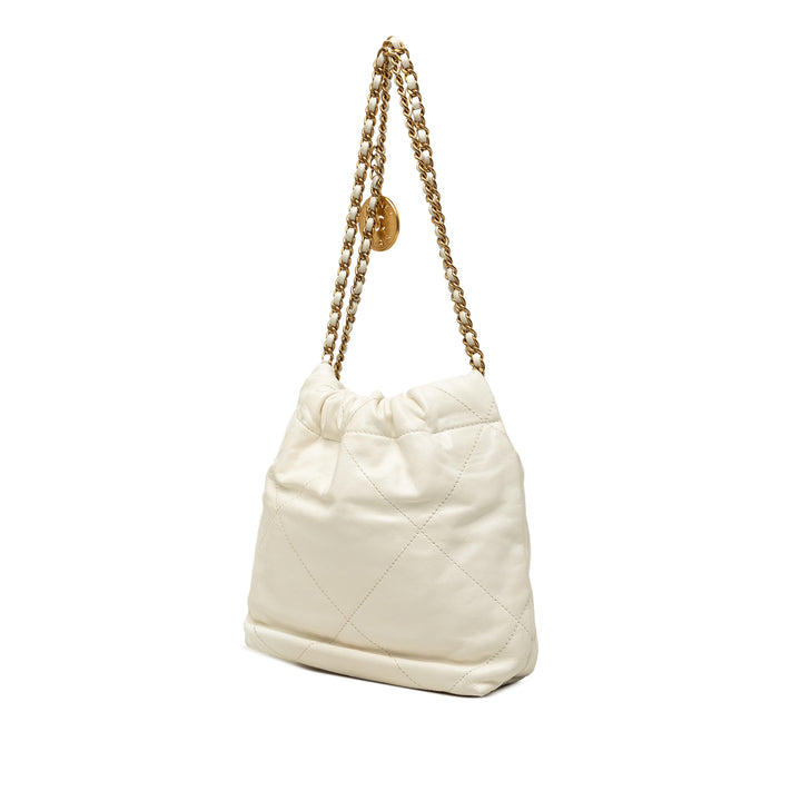 Chanel brillant 22 Hobo Mini Cuir de veau Blanc – vue 2 – GABY PARIS