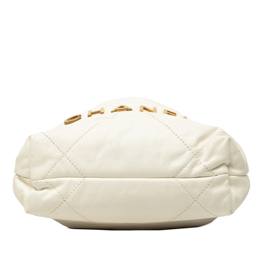 Chanel brillant 22 Hobo Mini Cuir de veau Blanc – vue 3 – GABY PARIS