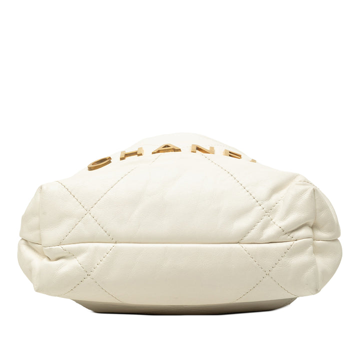 Chanel brillant 22 Hobo Mini Cuir de veau Blanc – vue 3 – GABY PARIS
