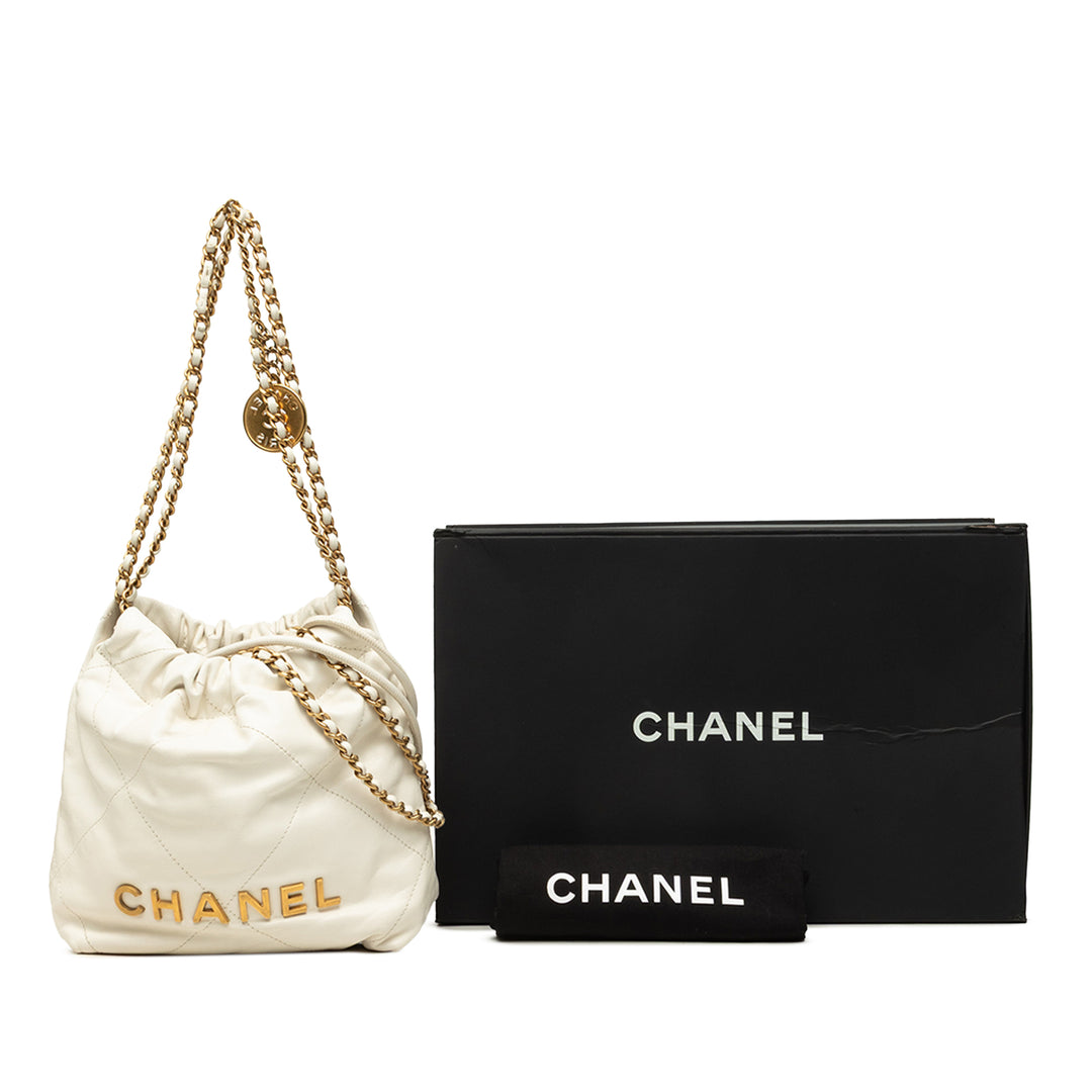 Chanel brillant 22 Hobo Mini Cuir de veau Blanc – vue 7 – GABY PARIS