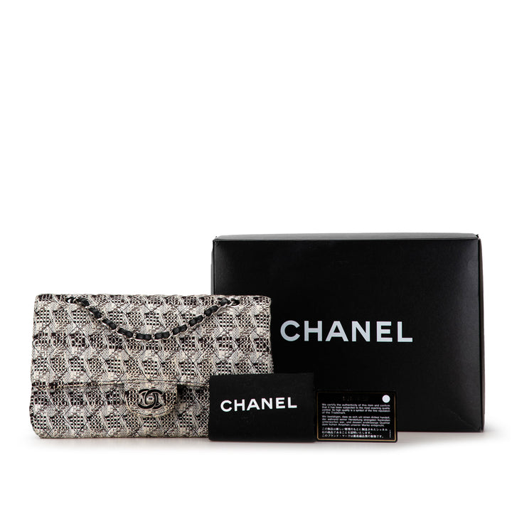 Chanel Medium Classic Tweed Double Flap White - GABY PARIS