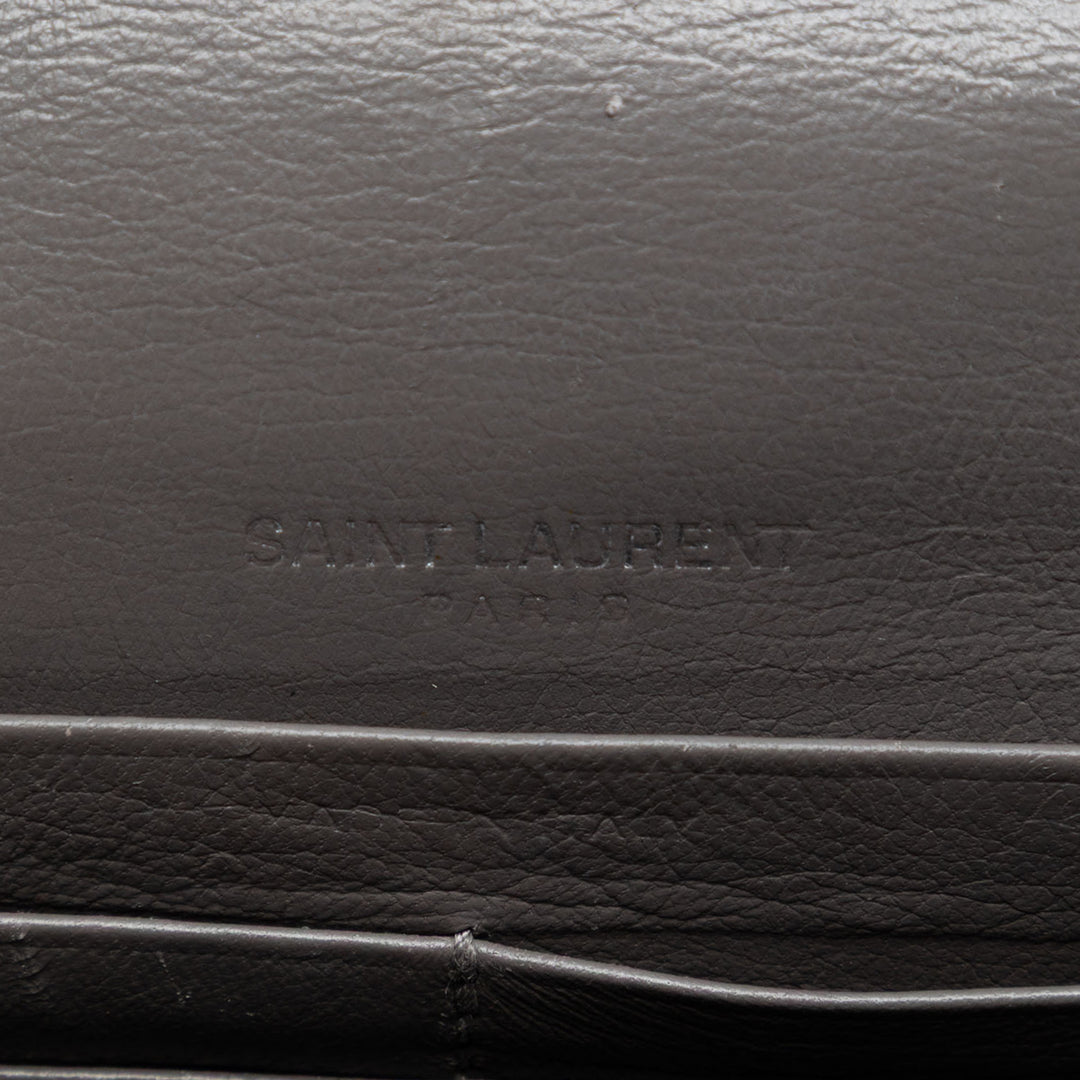 Saint Laurent Croc embossé Cuir Monogram Kate Pompon Wallet on Chain