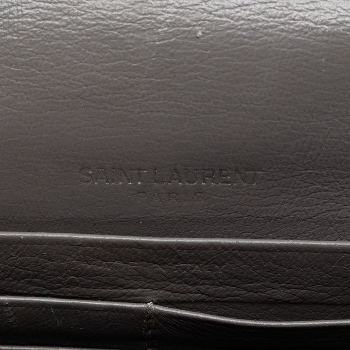 Saint Laurent Croc embossé Cuir Monogram Kate Pompon Wallet on Chain