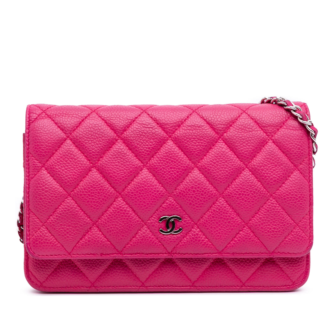 Classic Caviar Wallet On Chain Pink - Gaby Paris