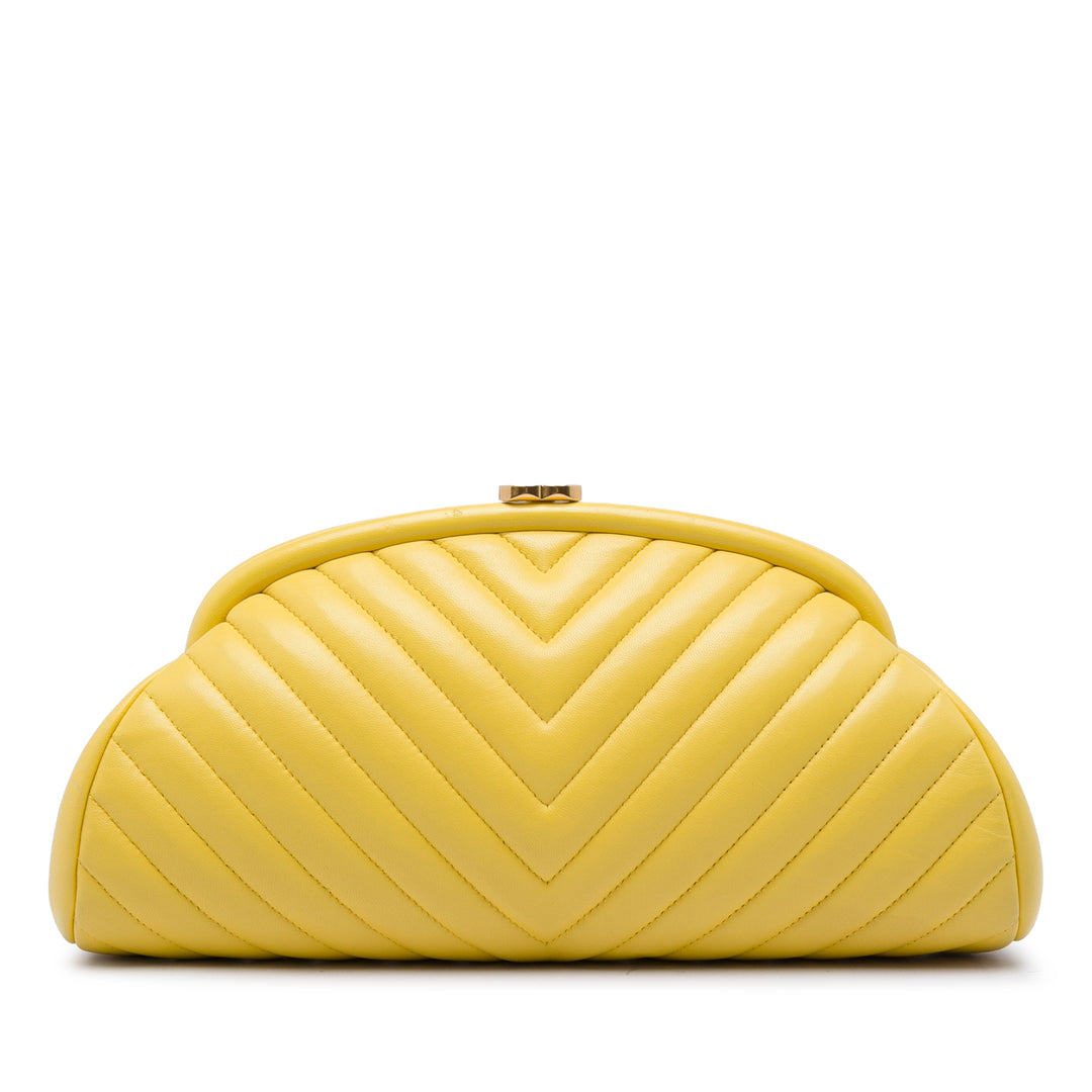 Chanel Chevron Cuir d’agneau Kisslock Pochette