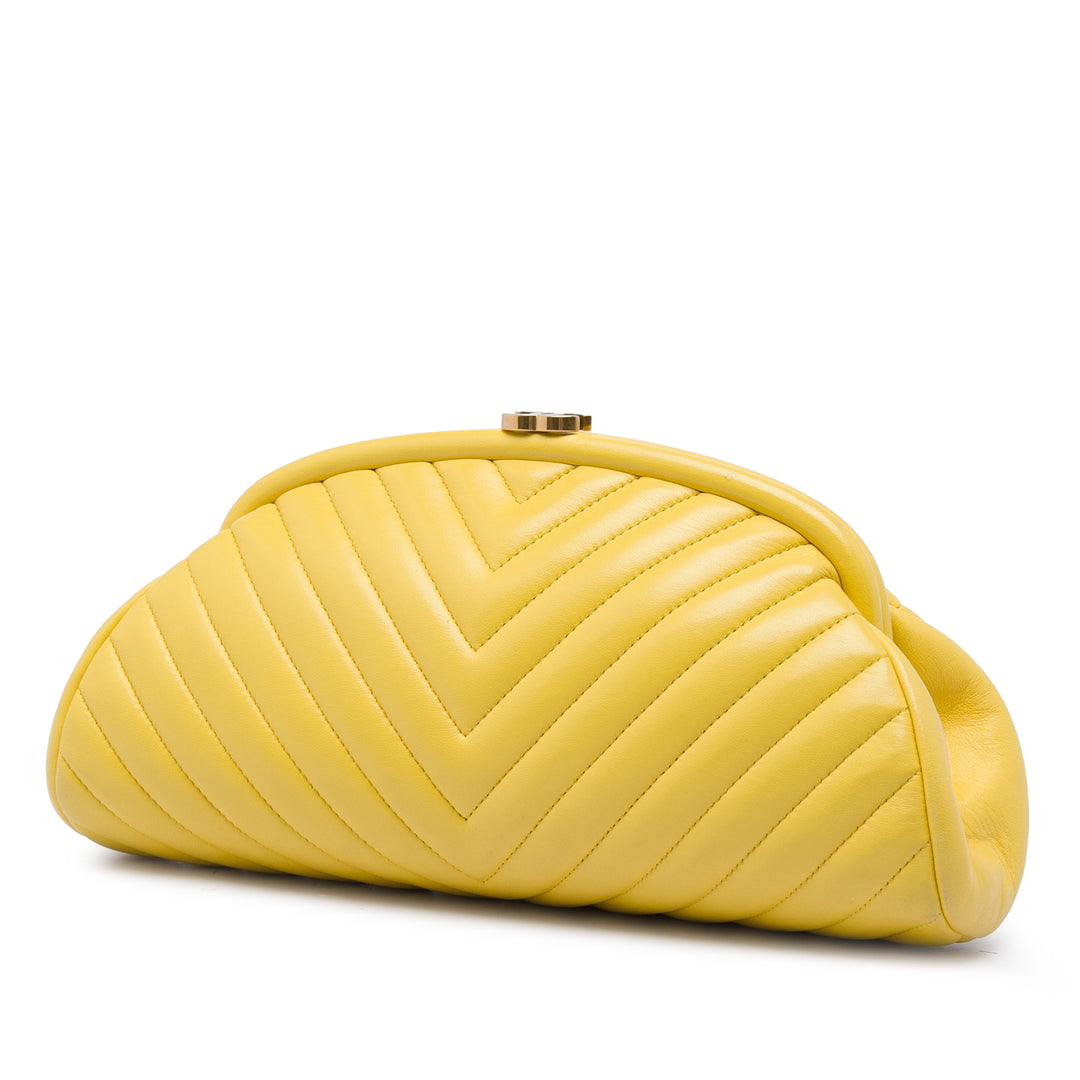 Chanel Chevron Cuir d’agneau Kisslock Pochette