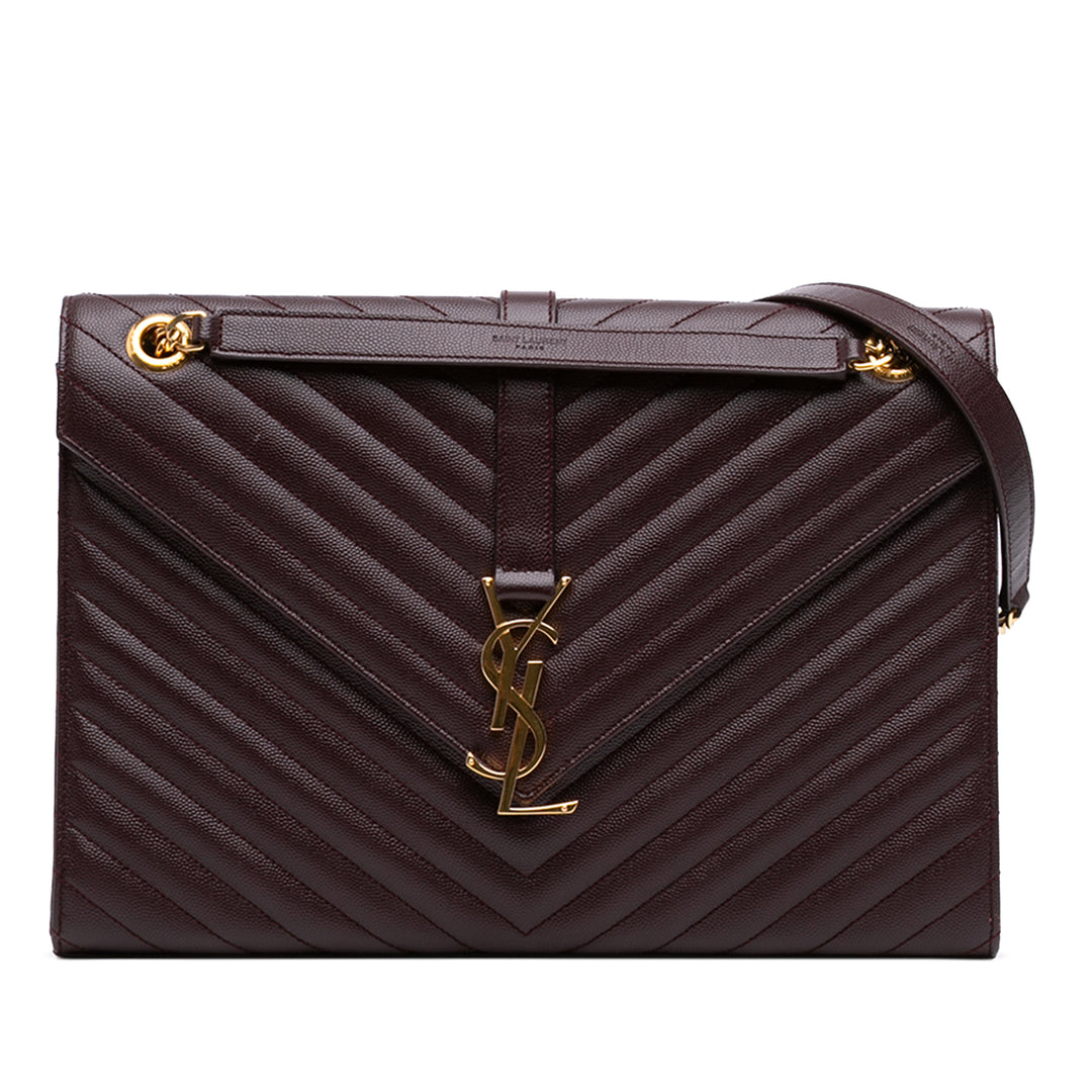 Chevron Grain de Poudre Sac enveloppe Grand Monogram Rouge