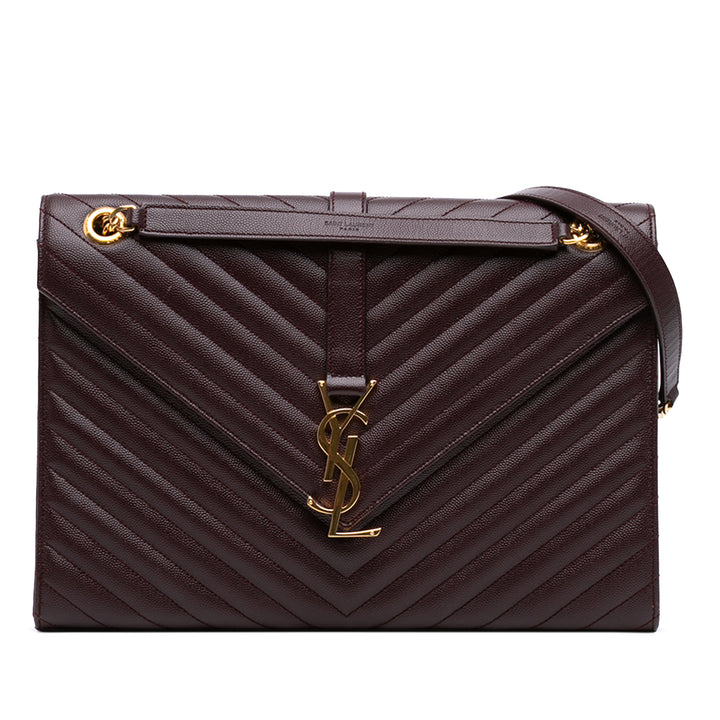 Chevron Grain de Poudre Sac enveloppe Grand Monogram Rouge