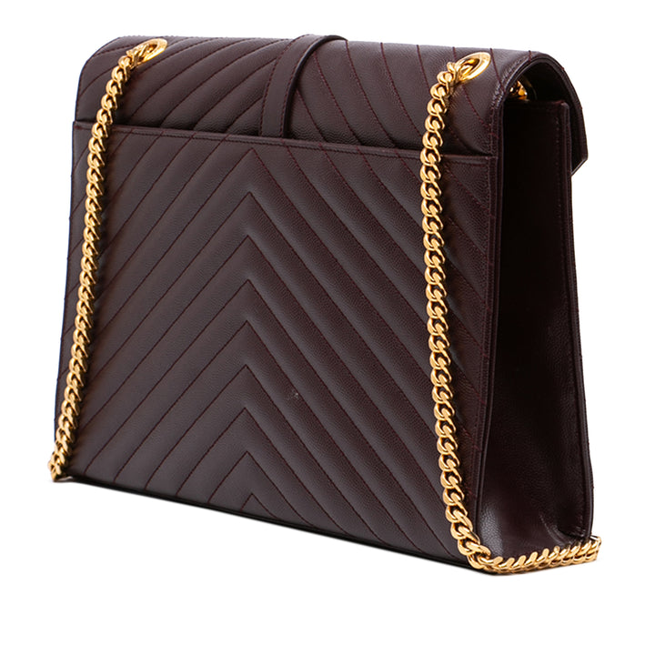 Chevron Grain de Poudre Sac enveloppe Grand Monogram Rouge