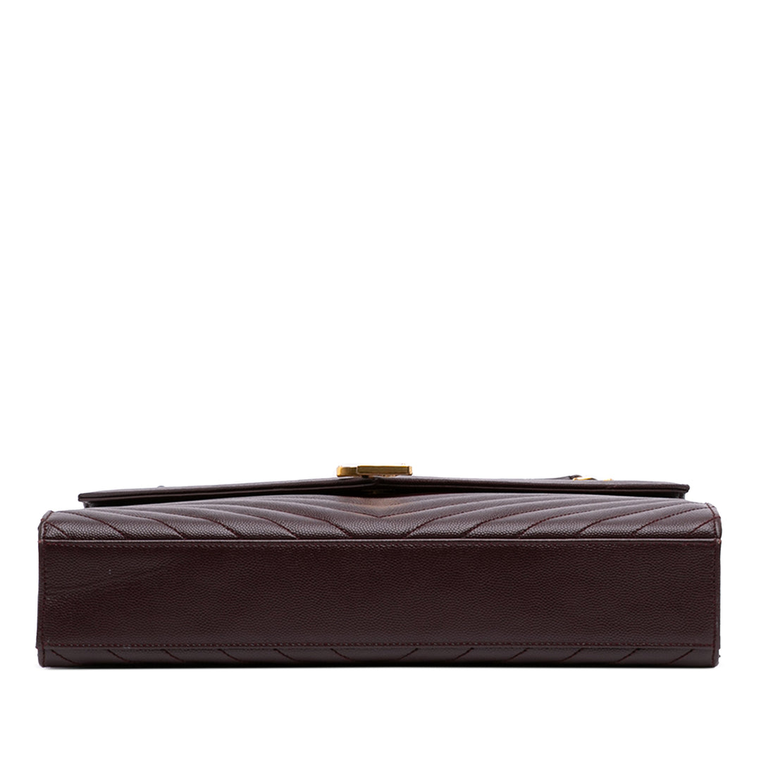 Chevron Grain de Poudre Sac enveloppe Grand Monogram Rouge