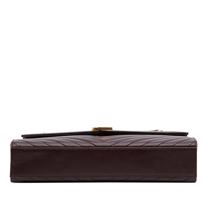 Chevron Grain de Poudre Sac enveloppe Grand Monogram Rouge