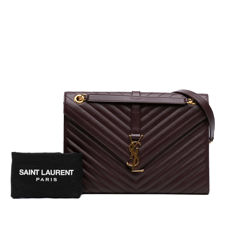 Chevron Grain de Poudre Sac enveloppe Grand Monogram Rouge