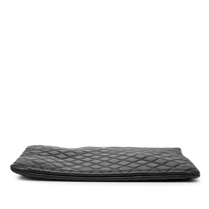 Chanel Matelassé Surpiqué Zippé Pochette Grand Cuir de veau