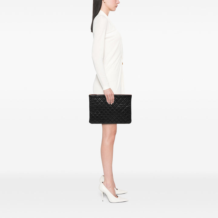 Chanel Matelassé Surpiqué Zippé Pochette Grand Cuir de veau