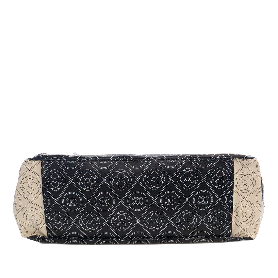 Chanel Camellia Logo Sac bowling Grand Toile enduite