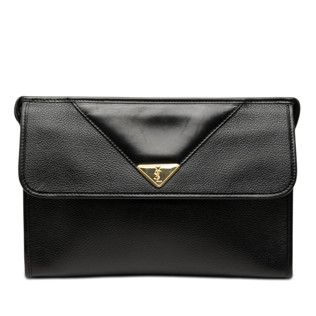 Saint Laurent Pochette grainé Cuir de veau grainé Noir – vue principale – GABY PARIS