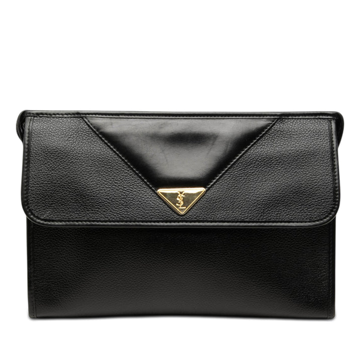 Saint Laurent Pochette grainé Cuir de veau grainé Noir – vue principale – GABY PARIS