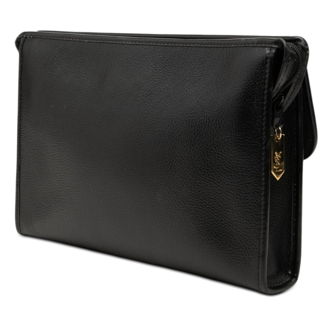 Saint Laurent Pochette grainé Cuir de veau grainé Noir – vue 2 – GABY PARIS