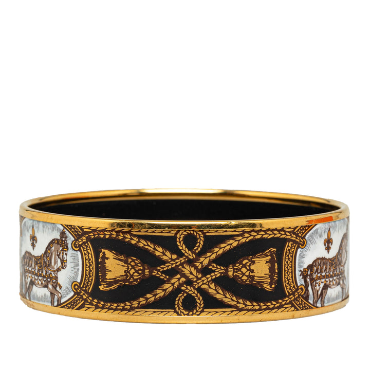 Wide Enamel Bangle Gold - Gaby Paris