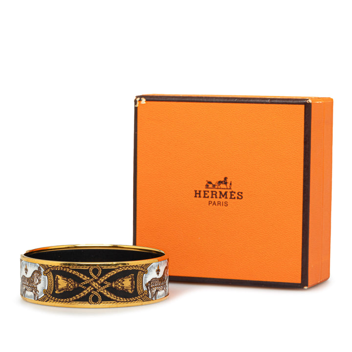 Wide Enamel Bangle Gold - Gaby Paris