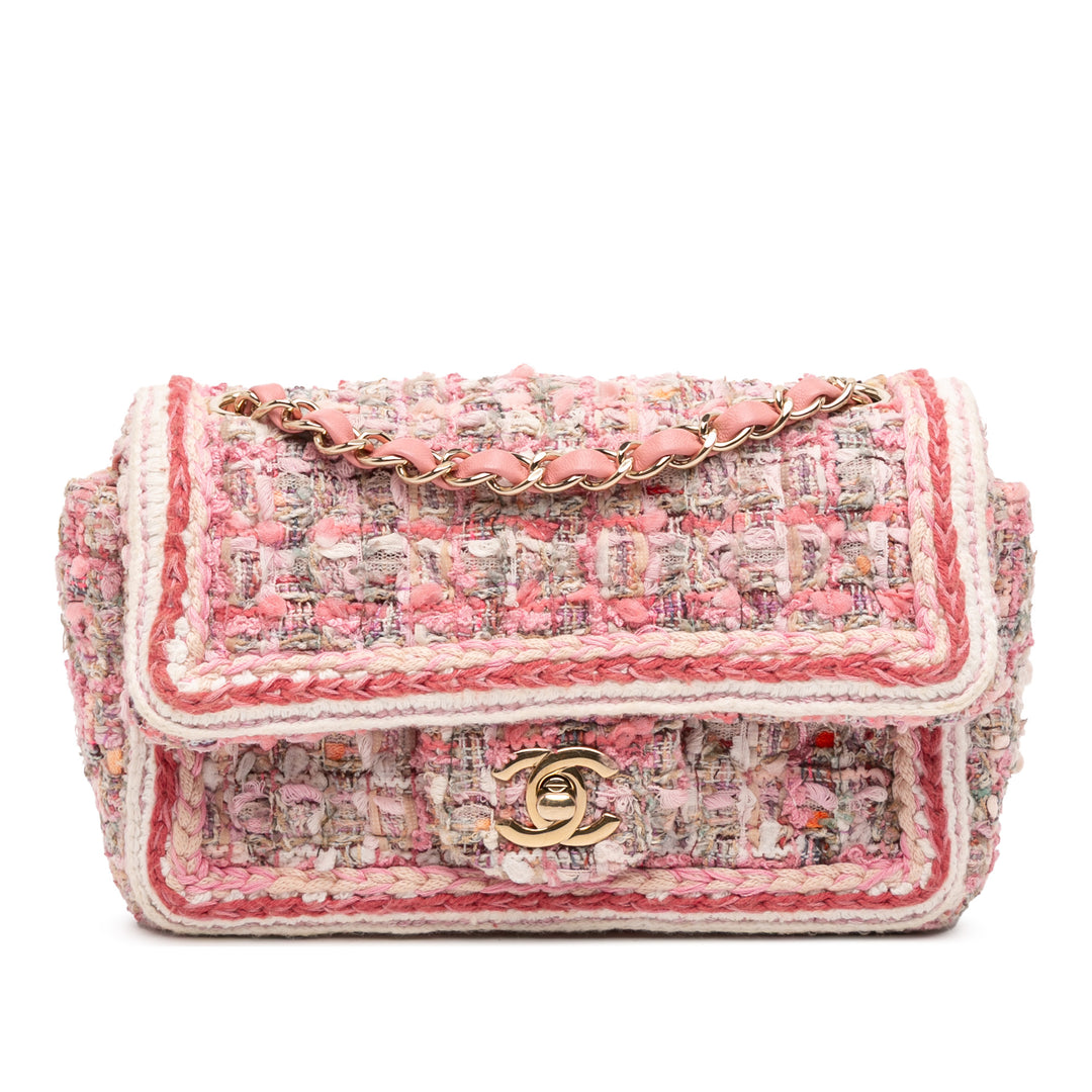 Chanel Mini Rectangular Classic Tweed Braid Flap Rose – GABY PARIS Authentique