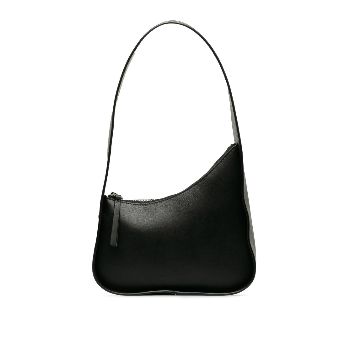 Leather Half Moon Shoulder Bag Black - Gaby Paris