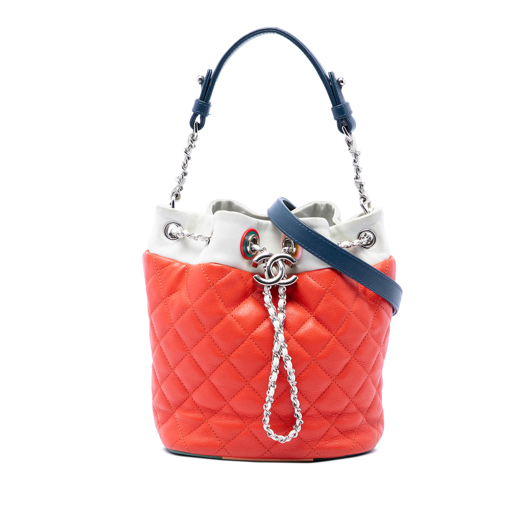 Chanel CC Multicolor Matelassé Cuba Sac à cordon seau Cuir d'agneau