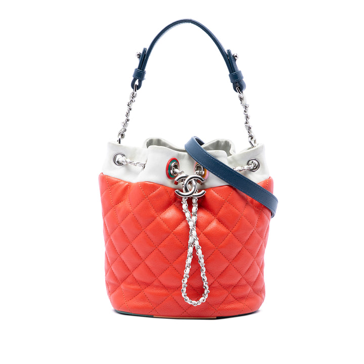 Chanel CC Multicolor Matelassé Cuba Sac à cordon seau Cuir d'agneau