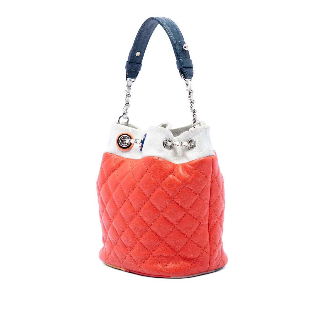 Chanel CC Multicolor Matelassé Cuba Sac à cordon seau Cuir d'agneau