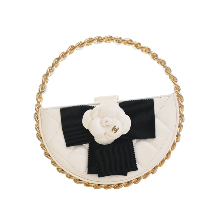 Chanel Mini Cuir d’agneau Rond Camellia Pochette