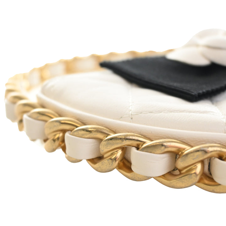 Chanel Mini Cuir d’agneau Rond Camellia Pochette