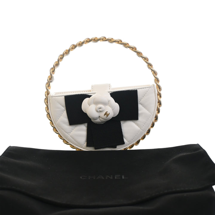 Chanel Mini Cuir d’agneau Rond Camellia Pochette