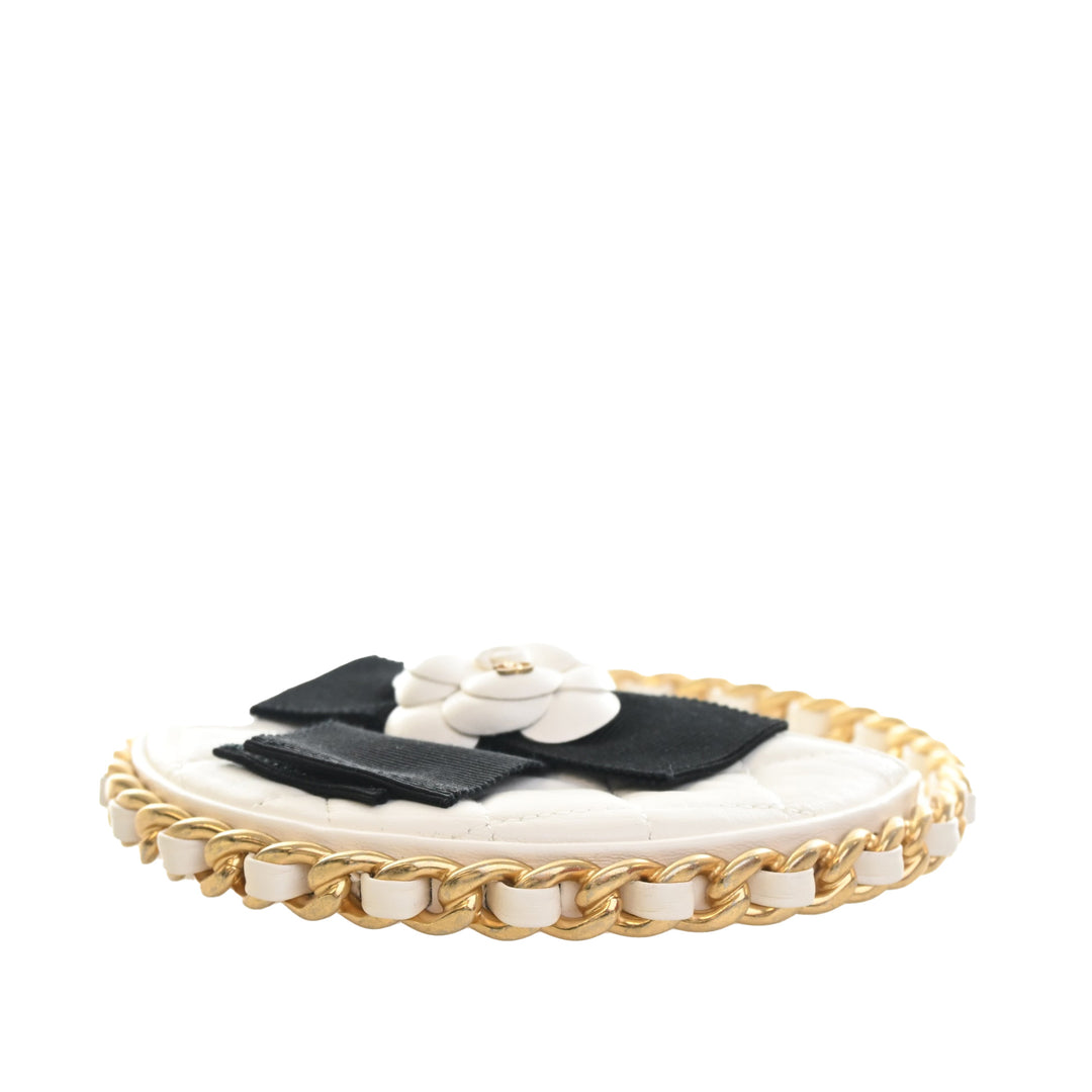 Chanel Mini Cuir d’agneau Rond Camellia Pochette