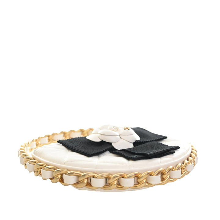 Chanel Mini Cuir d’agneau Rond Camellia Pochette