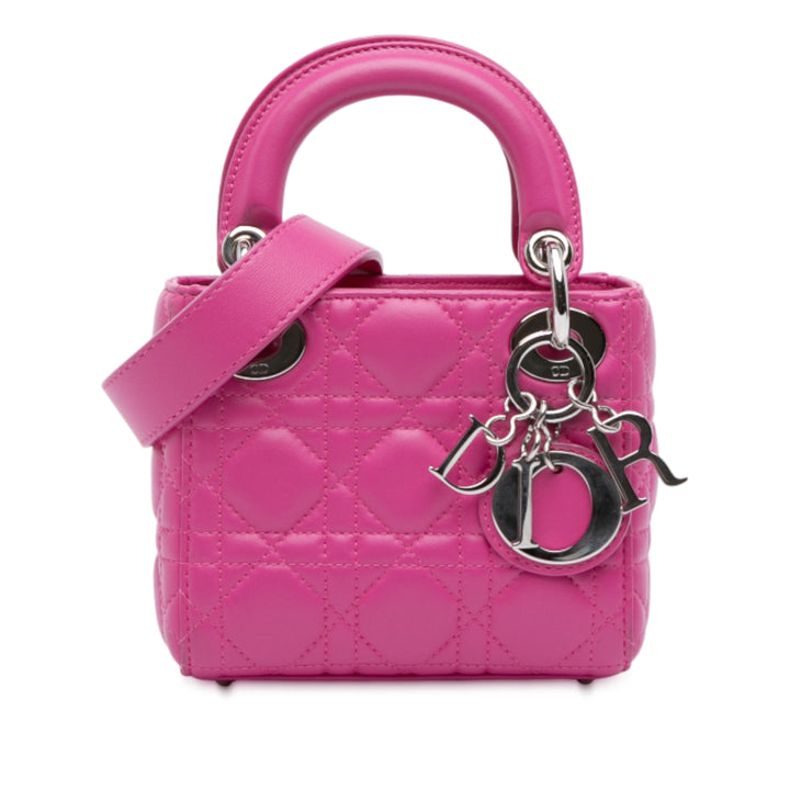 Lady Dior Cannage Mini Cuir d'agneau Rose