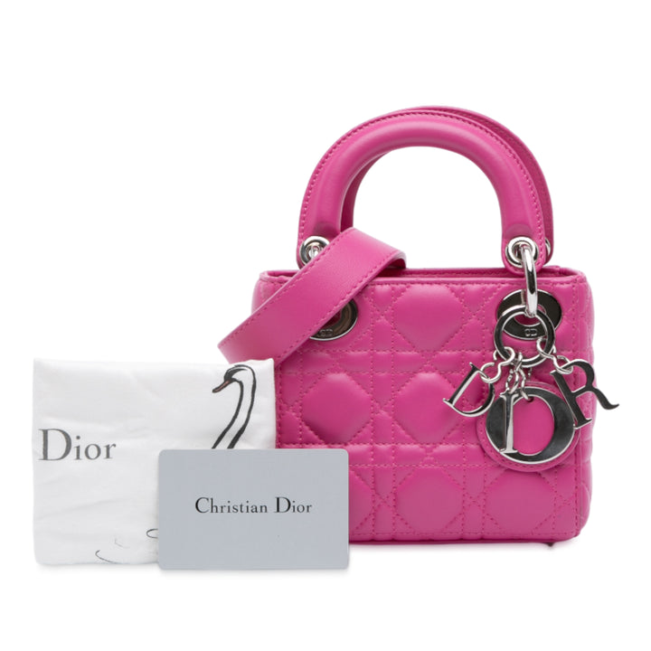 Lady Dior Cannage Mini Cuir d'agneau Rose