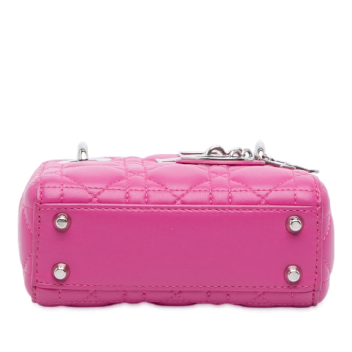 Lady Dior Cannage Mini Cuir d'agneau Rose