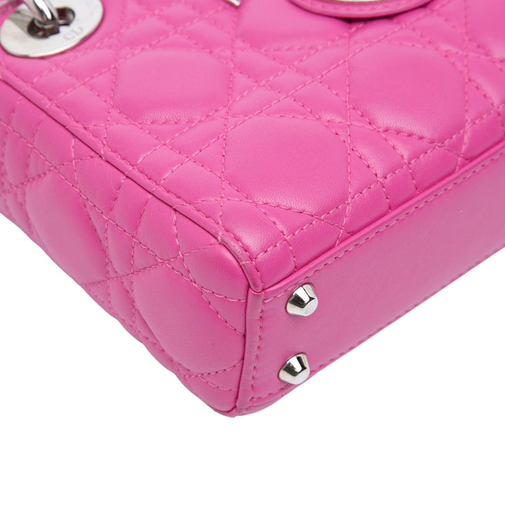 Lady Dior Cannage Mini Cuir d'agneau Rose