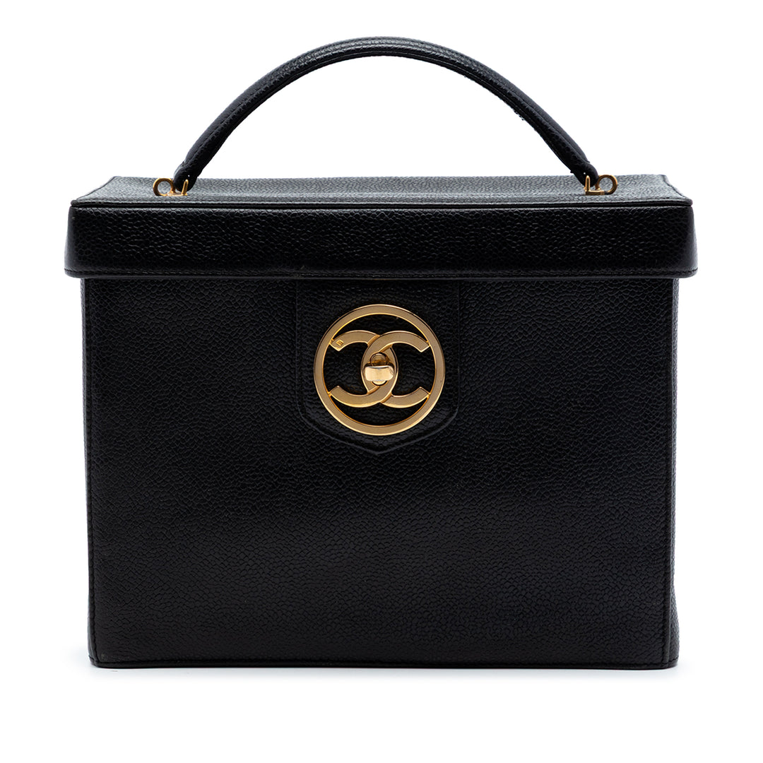 CC Vanity Boîte Étui Cuir caviar Noir