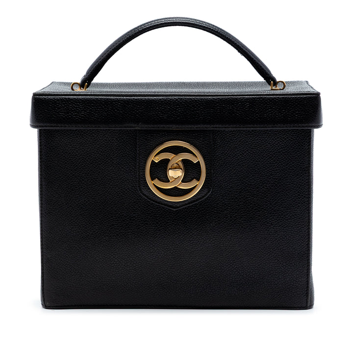 CC Vanity Boîte Étui Cuir caviar Noir