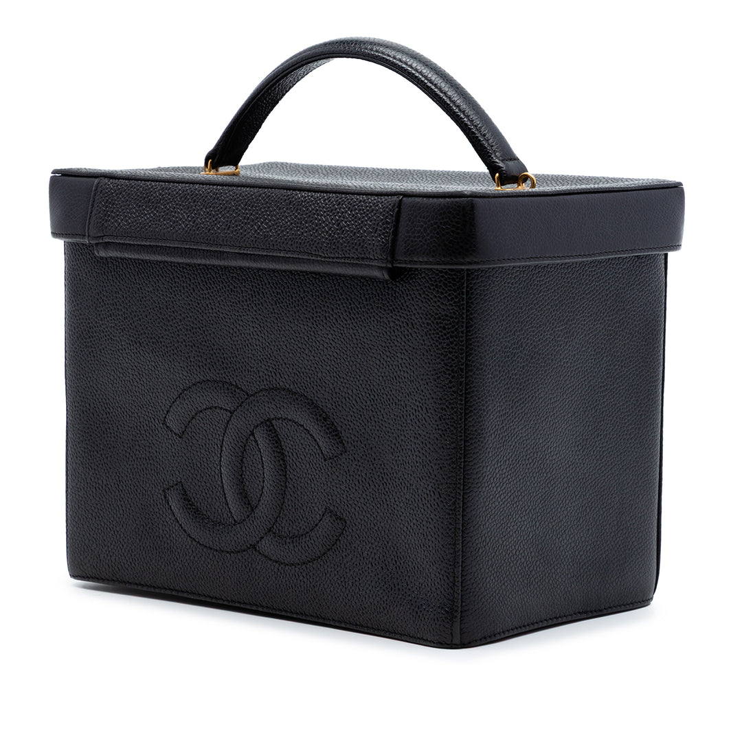 CC Vanity Boîte Étui Cuir caviar Noir