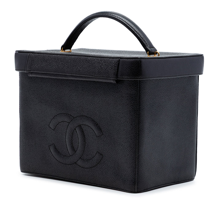 CC Vanity Boîte Étui Cuir caviar Noir