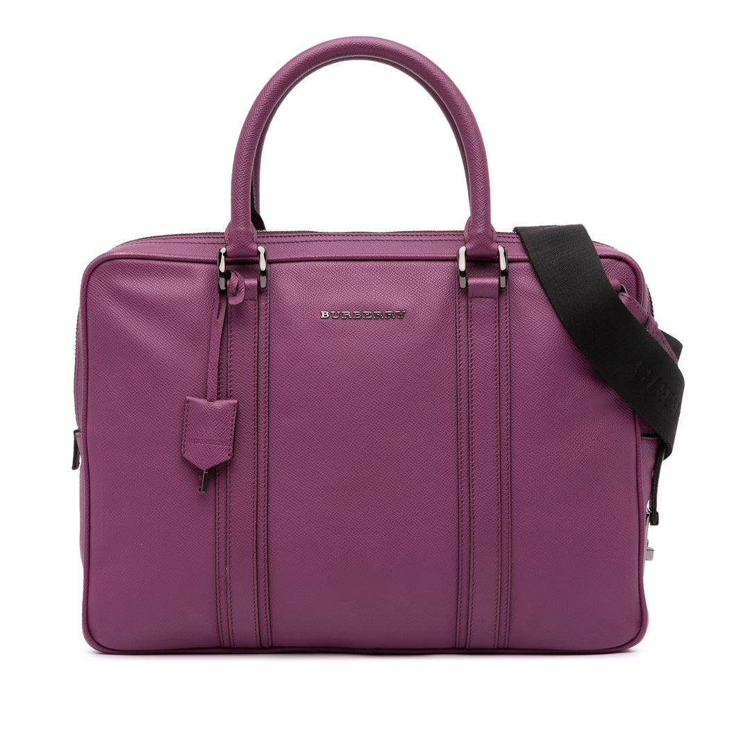 Leather Newburg Business Bag Purple - Gaby Paris