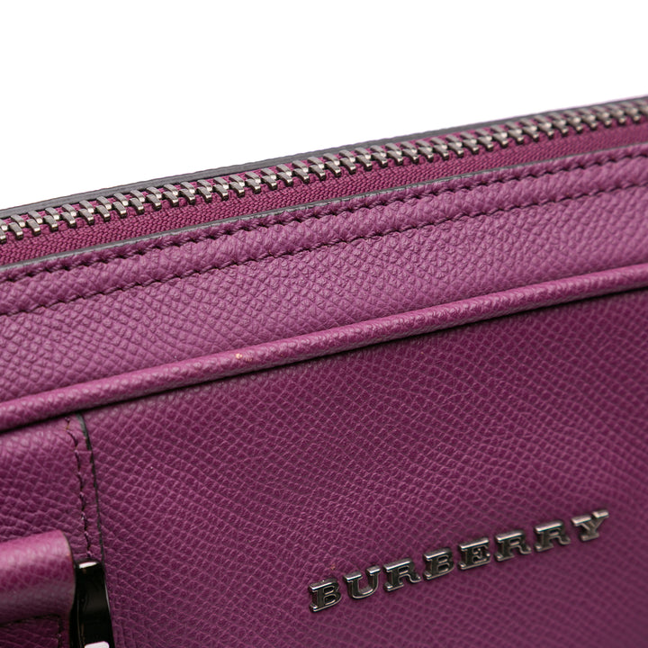 Leather Newburg Business Bag Purple - Gaby Paris